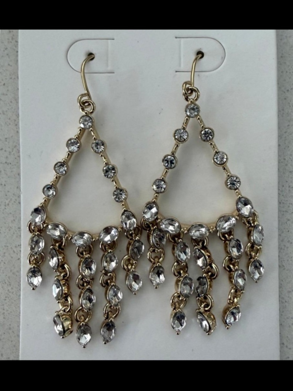 J. Crew Crystal Drop Dangle Earrings | 2¼" | Gold Tone | New | Pierced